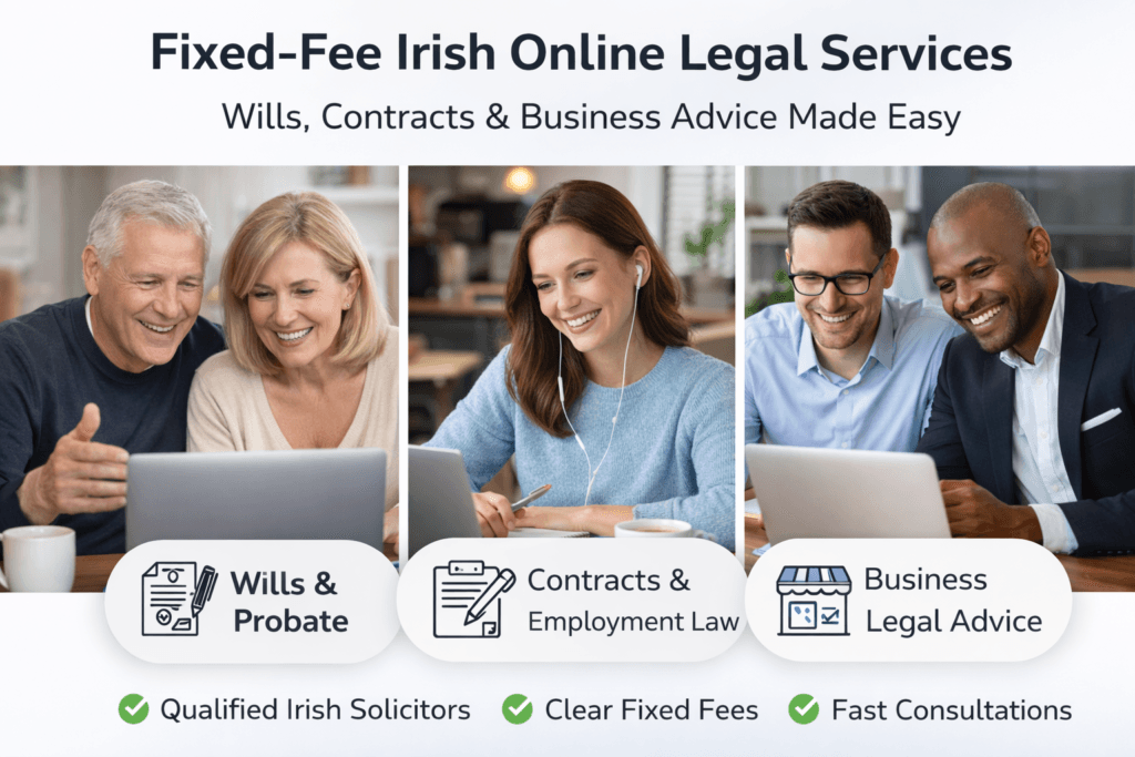 Customers using online legal services in Ireland for wills, contracts and business legal advice