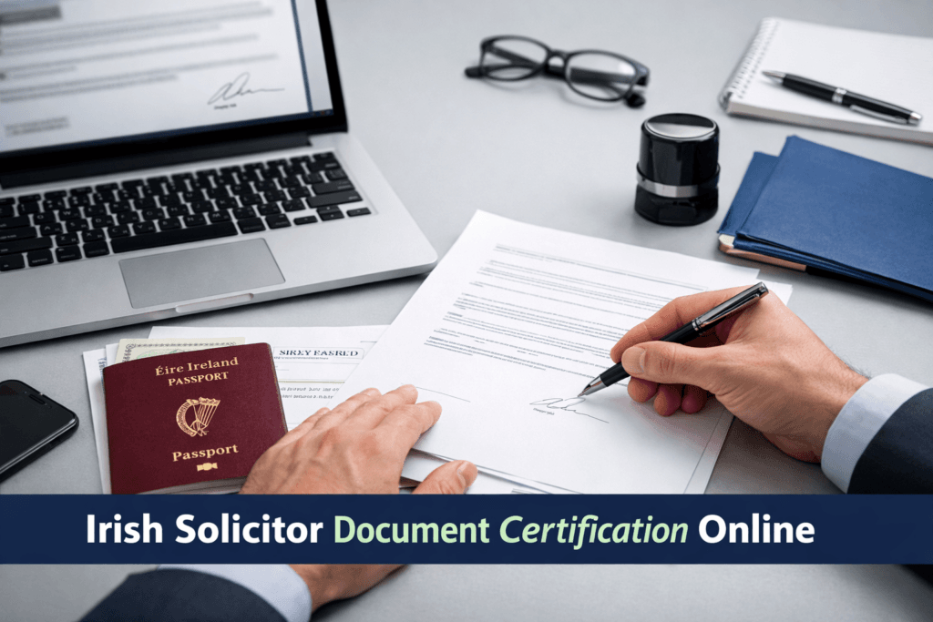 Irish solicitor certifying legal documents online for official and international use