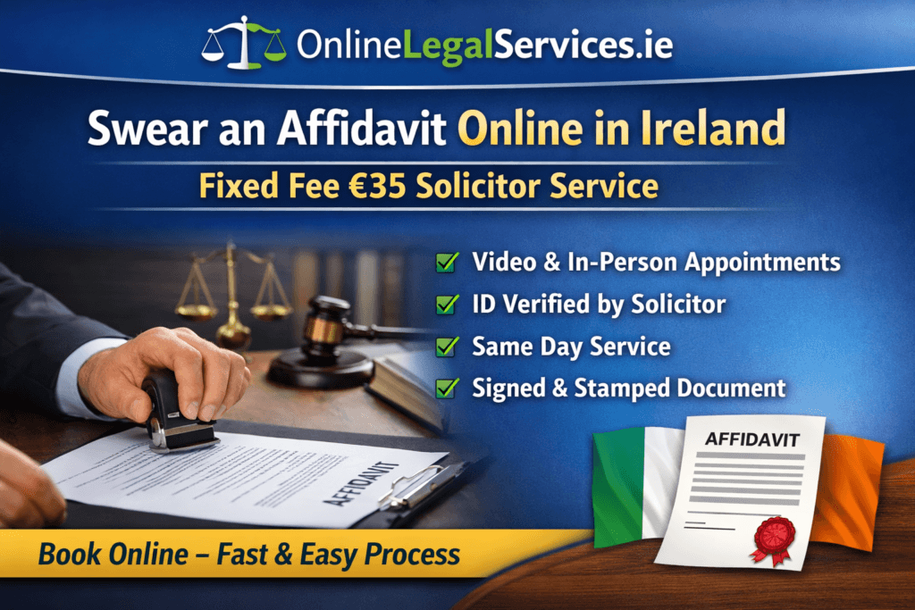 Swear affidavit online Ireland – €35 solicitor service for affidavit and statutory declaration signing