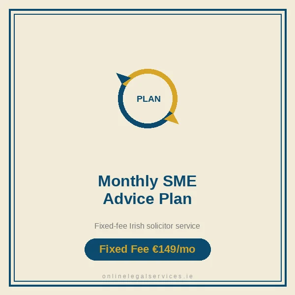Monthly SME Legal Advice Call Plan — Fixed-fee Irish solicitor service · onlinelegalservices.ie