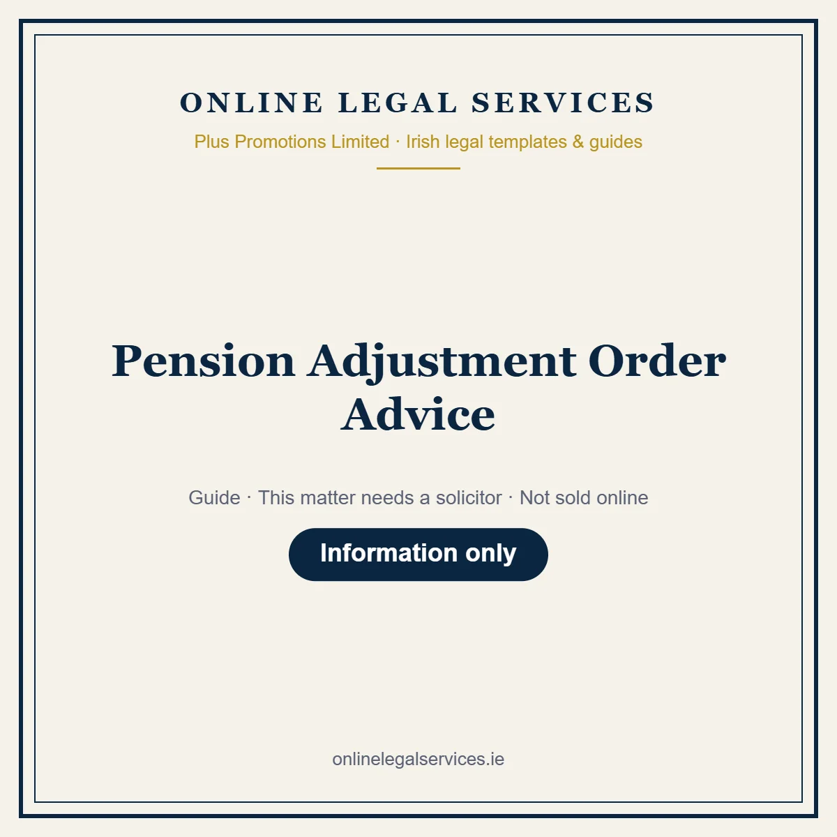 Pension Adjustment Order Advice – guide