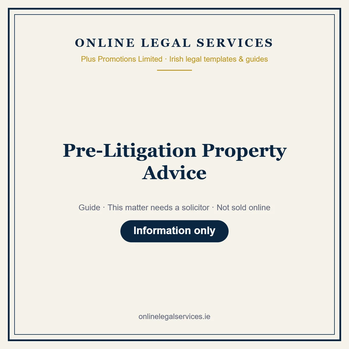 Pre-Litigation Property Advice – guide