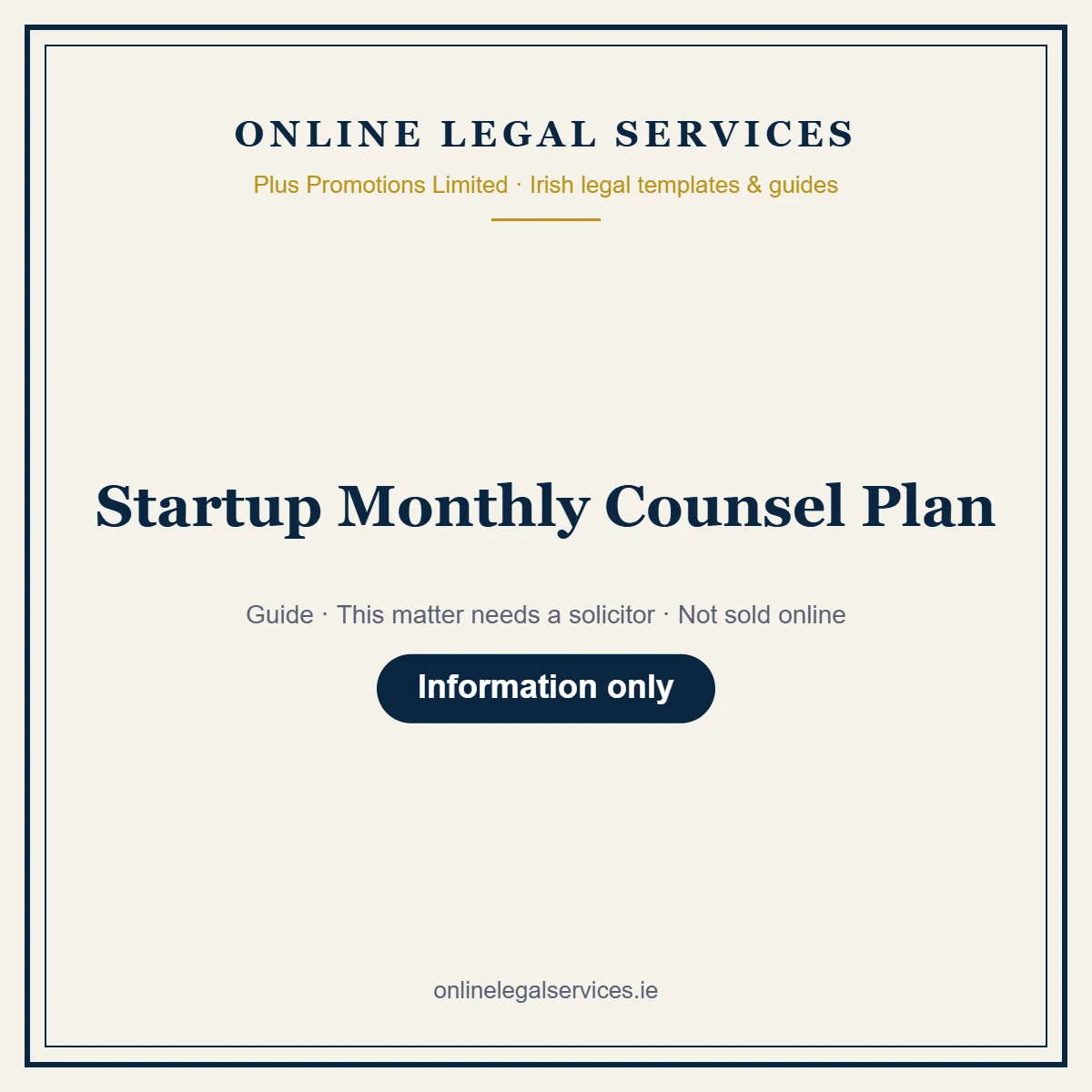 Startup Monthly Counsel Plan – guide
