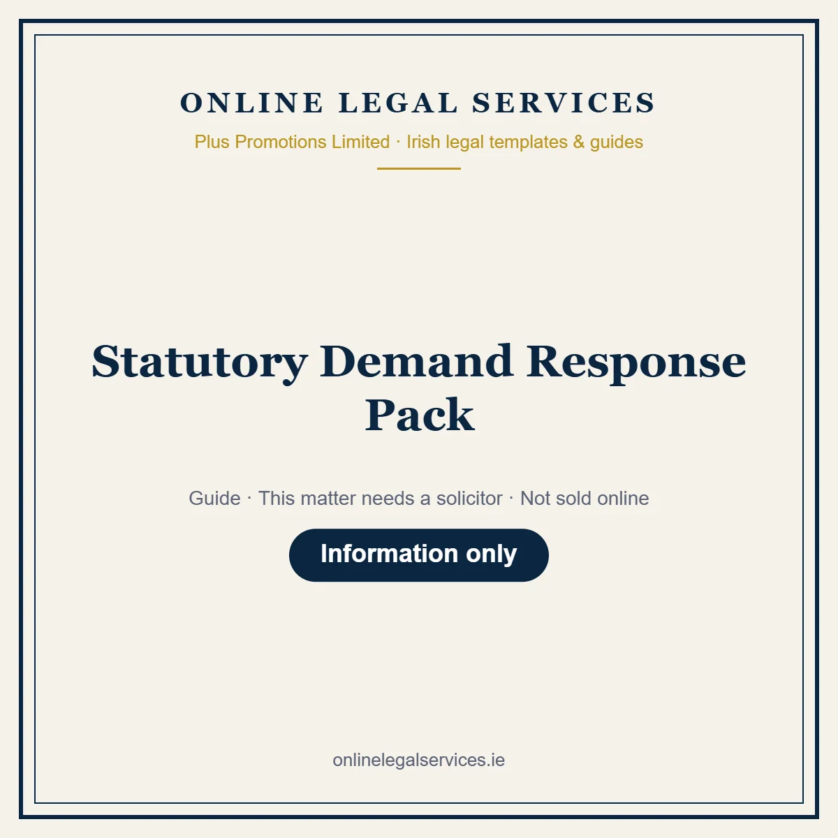 Statutory Demand Response Pack – guide