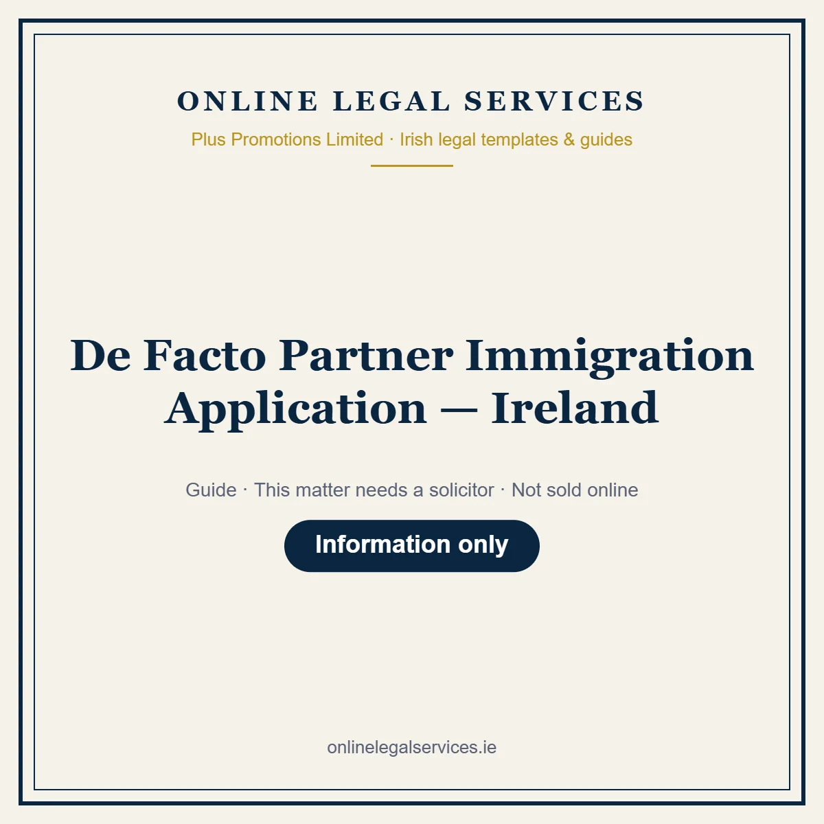 De Facto Partner Immigration Application — Ireland – guide