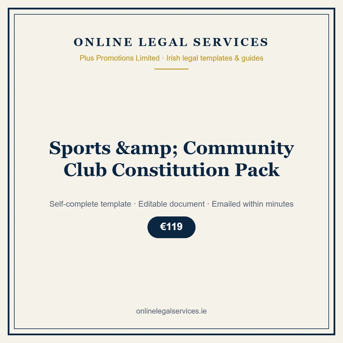 Sports & Community Club Constitution Pack — Template – self-complete Irish legal template