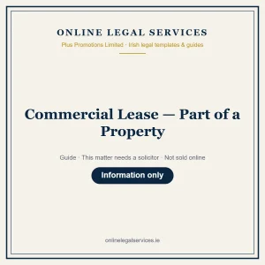 Commercial Lease — Part of a Property — Guide – guide