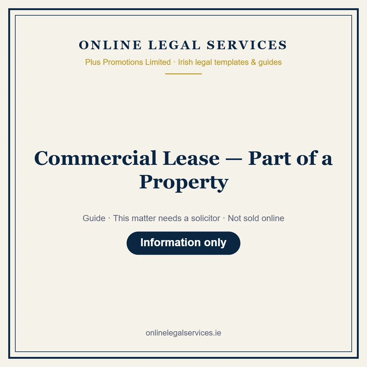 Commercial Lease — Part of a Property — Guide – guide