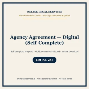 Agency Agreement — Digital (Self-Complete) – self-complete Irish legal template