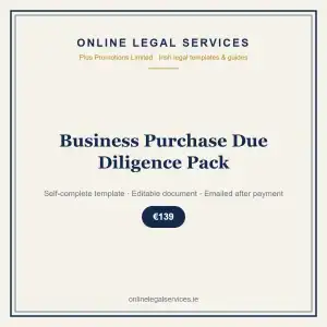 Business Purchase Due Diligence Pack — self-complete template | OnlineLegalServices.ie