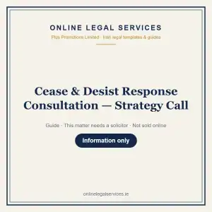 Cease & Desist Response Consultation — Strategy Call — information guide | OnlineLegalServices.ie