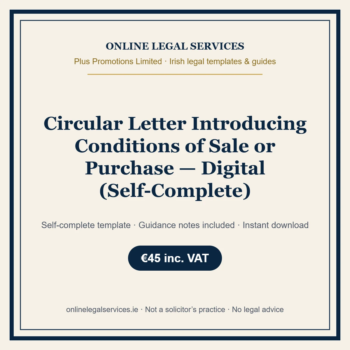 Circular Letter Introducing Conditions of Sale or Purchase — Digital (Self-Complete) – self-complete Irish legal template