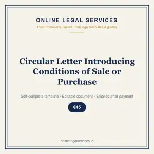 Circular Letter Introducing Conditions of Sale or Purchase — Digital (Self-Complete) — self-complete template | OnlineLegalServices.ie