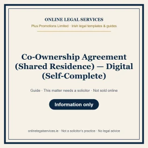 Co-Ownership Agreement (Shared Residence) — Digital (Self-Complete) – guide