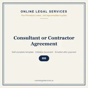 Consultant or Contractor Agreement — Digital (Self-Complete) — self-complete template | OnlineLegalServices.ie