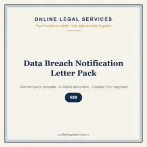 Data Breach Notification Letter Pack — self-complete template | OnlineLegalServices.ie