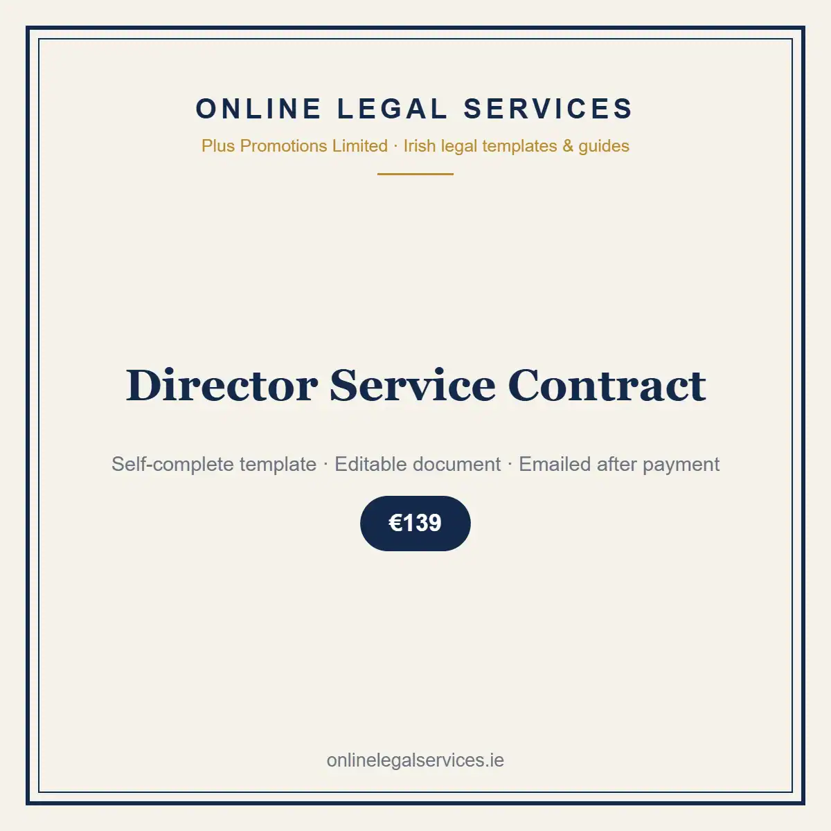 Director Service Contract — self-complete template | OnlineLegalServices.ie
