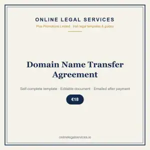 Domain Name Transfer Agreement — Digital (Self-Complete) — self-complete template | OnlineLegalServices.ie