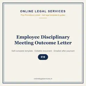 Employee Disciplinary Meeting Outcome Letter — Digital (Self-Complete) — self-complete template | OnlineLegalServices.ie
