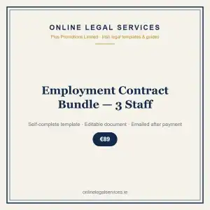 Employment Contract Bundle — 3 Staff — self-complete template | OnlineLegalServices.ie