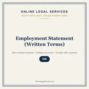 Employment Statement (Written Terms) — Digital (Self-Complete) — self-complete template | OnlineLegalServices.ie