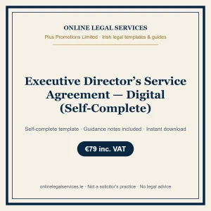 Executive Director’s Service Agreement — Digital (Self-Complete) – self-complete Irish legal template