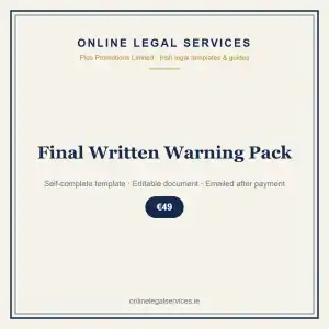 Final Written Warning Pack — self-complete template | OnlineLegalServices.ie