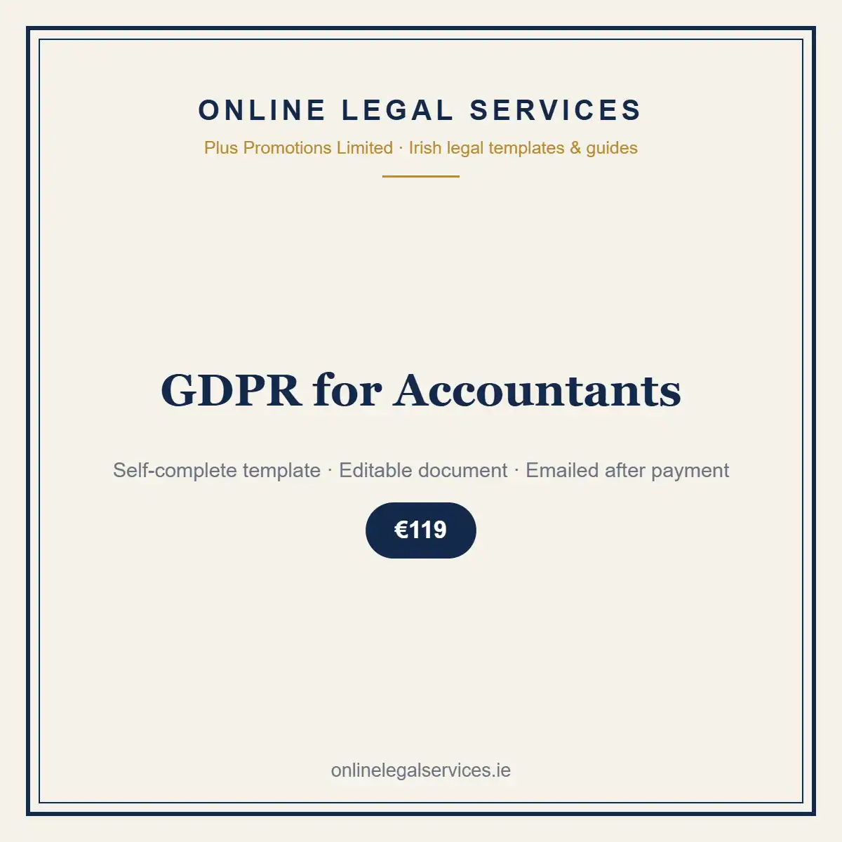 GDPR for Accountants — self-complete template | OnlineLegalServices.ie