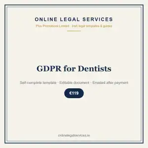 GDPR for Dentists — self-complete template | OnlineLegalServices.ie