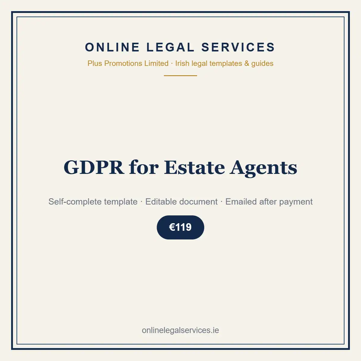 GDPR for Estate Agents — self-complete template | OnlineLegalServices.ie