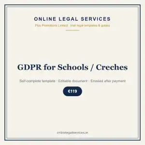 GDPR for Schools / Creches — self-complete template | OnlineLegalServices.ie
