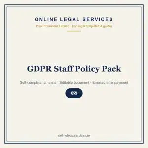 GDPR Staff Policy Pack — self-complete template | OnlineLegalServices.ie