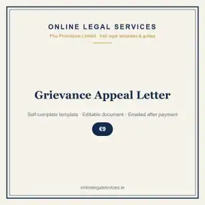 Grievance Appeal Letter — Digital (Self-Complete) — self-complete template | OnlineLegalServices.ie