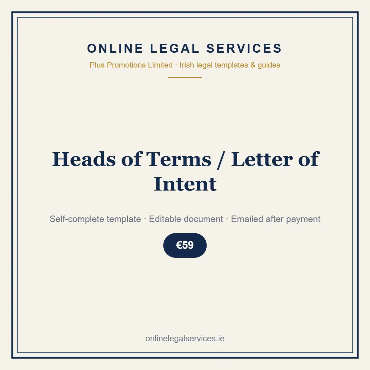 Heads of Terms / Letter of Intent — self-complete template | OnlineLegalServices.ie