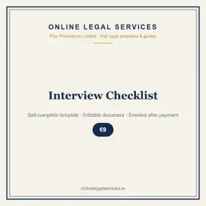 Interview Checklist — Digital (Self-Complete) — self-complete template | OnlineLegalServices.ie