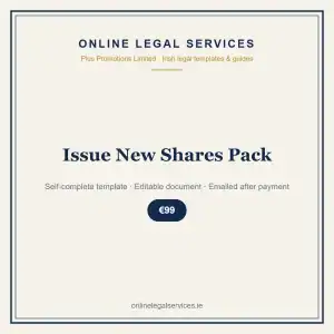 Issue New Shares Pack — self-complete template | OnlineLegalServices.ie