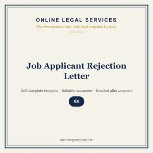 Job Applicant Rejection Letter — Digital (Self-Complete) — self-complete template | OnlineLegalServices.ie