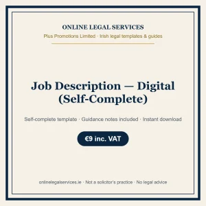 Job Description — Digital (Self-Complete) – self-complete Irish legal template