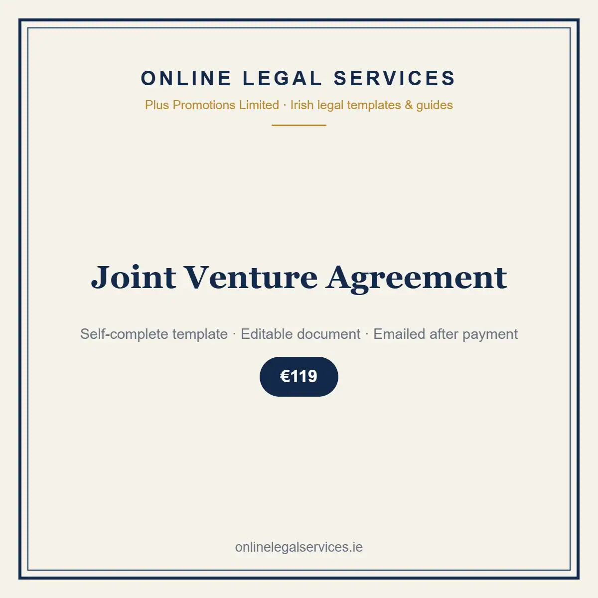 Joint Venture Agreement — self-complete template | OnlineLegalServices.ie
