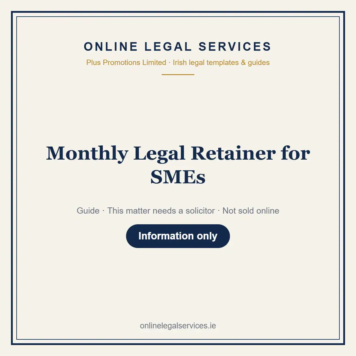 Monthly Legal Retainer for SMEs — information guide | OnlineLegalServices.ie