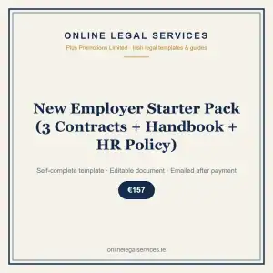 New Employer Starter Pack (3 Contracts + Handbook + HR Policy) — self-complete template | OnlineLegalServices.ie