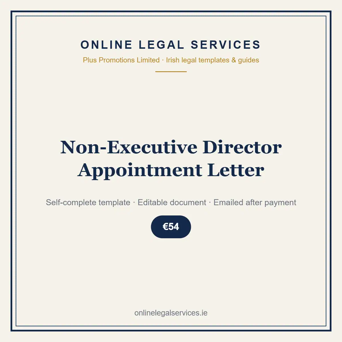 Non-Executive Director Appointment Letter — Digital (Self-Complete) — self-complete template | OnlineLegalServices.ie