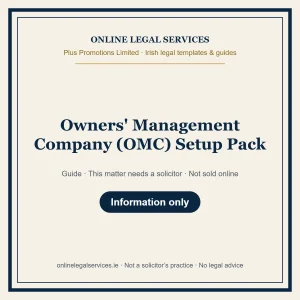 Owners' Management Company (OMC) Setup Pack – guide