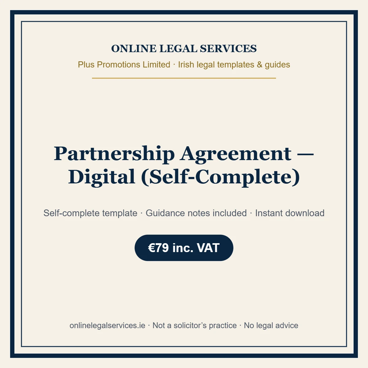 Partnership Agreement — Digital (Self-Complete) – self-complete Irish legal template