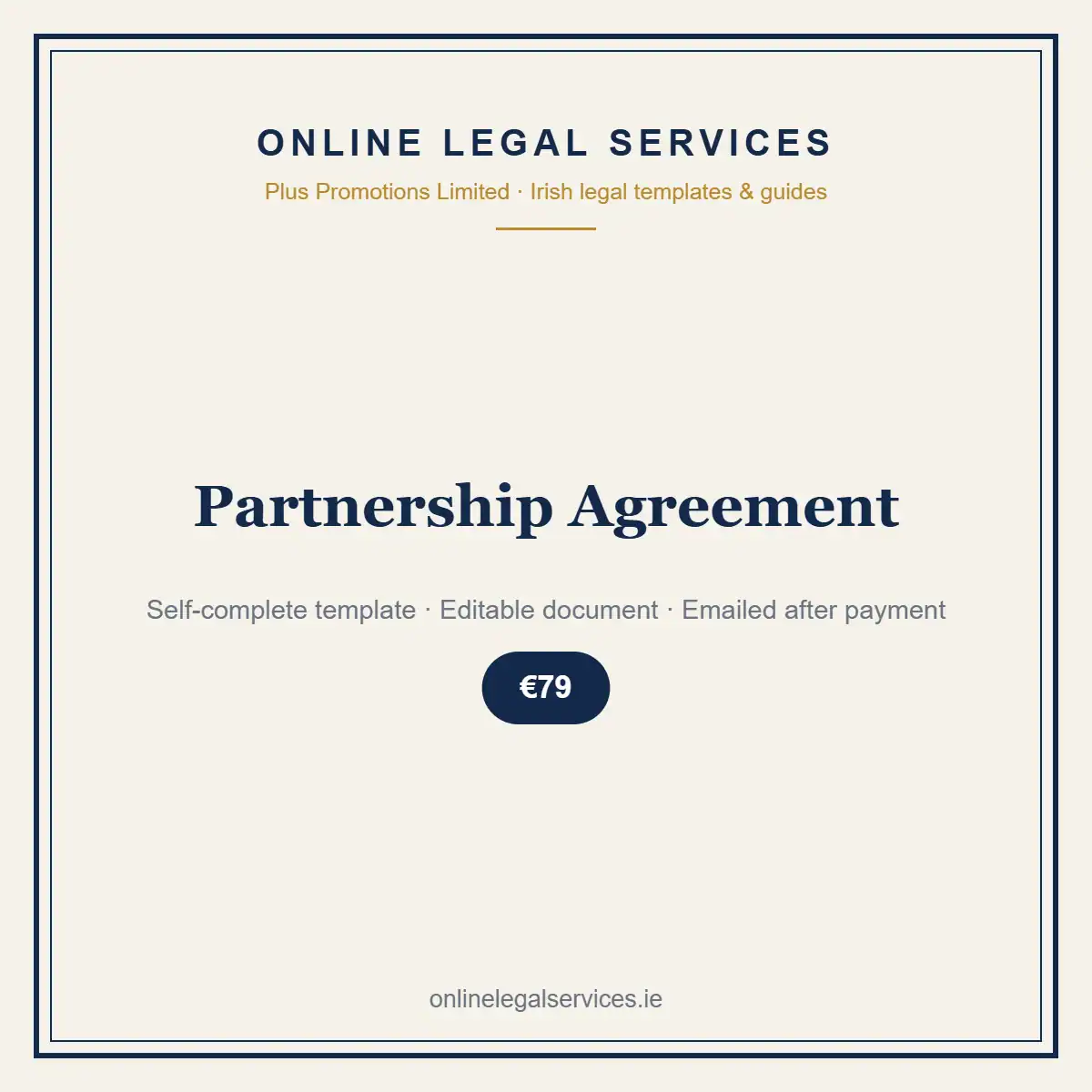 Partnership Agreement — self-complete template | OnlineLegalServices.ie