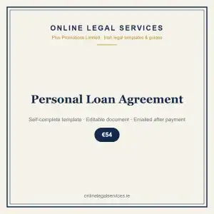 Personal Loan Agreement — Digital (Self-Complete) — self-complete template | OnlineLegalServices.ie