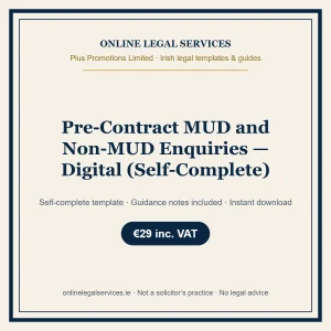 Pre-Contract MUD and Non-MUD Enquiries — Digital (Self-Complete) – self-complete Irish legal template