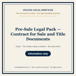 Pre-Sale Legal Pack — Contract for Sale and Title Documents – guide