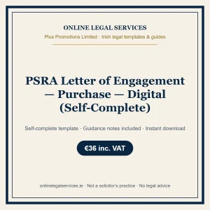 PSRA Letter of Engagement — Purchase — Digital (Self-Complete) – self-complete Irish legal template