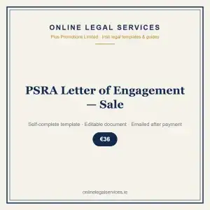 PSRA Letter of Engagement — Sale — Digital (Self-Complete) — self-complete template | OnlineLegalServices.ie